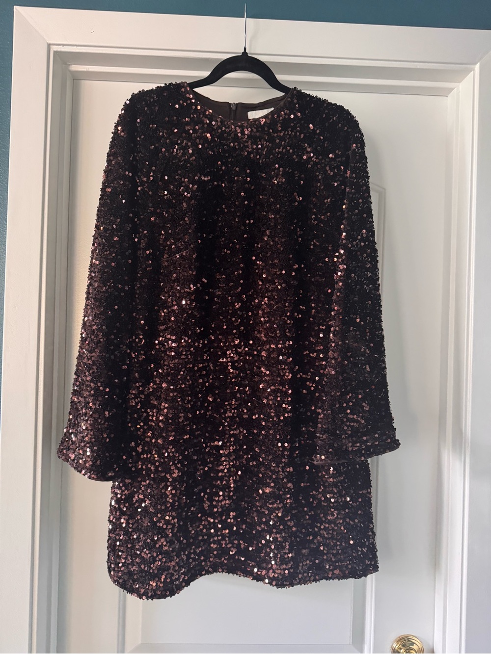 H&M Sequin Holiday Dress. Brown and black sequins. Worn once! L